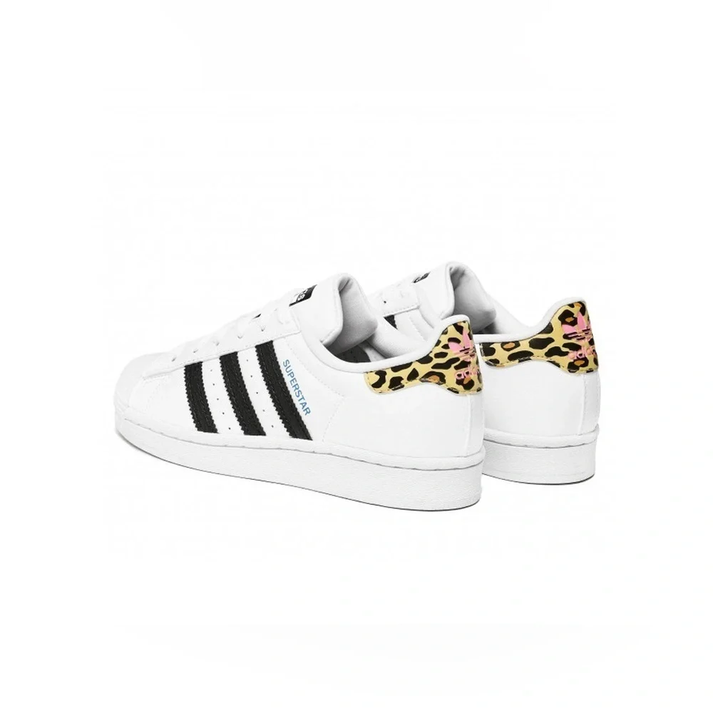 Adidas Superstar J Kids 3.5Y Sneakers with Leopard Cheetah Print Heel